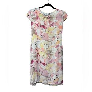 Silk Floral Cap Sleeve Dress Japanese